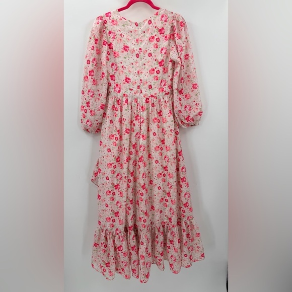 Ivy City Co Mi Amour Floral Ruffle V Neck Midi Dress Small NEW NO SASH - Picture 6 of 7